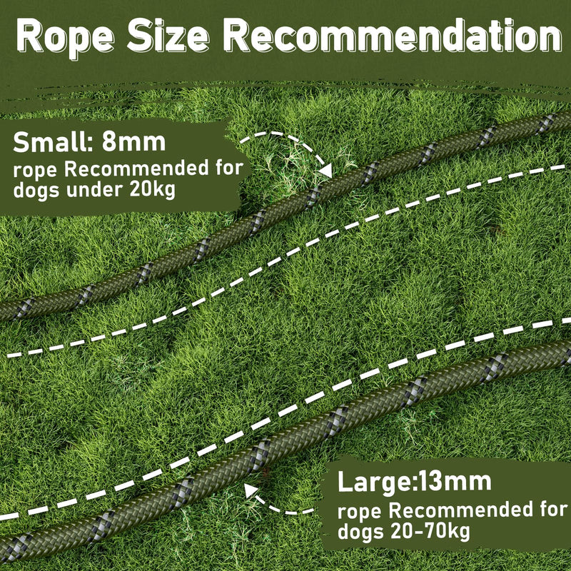 Slip Lead for Dogs, No Pull Training Leash with Double Comfortable Handles and Collar Attachment, Highly Reflective Strong Puppy Rope Leads for Medium Large Dog, Armygreen 13mm*1.8m