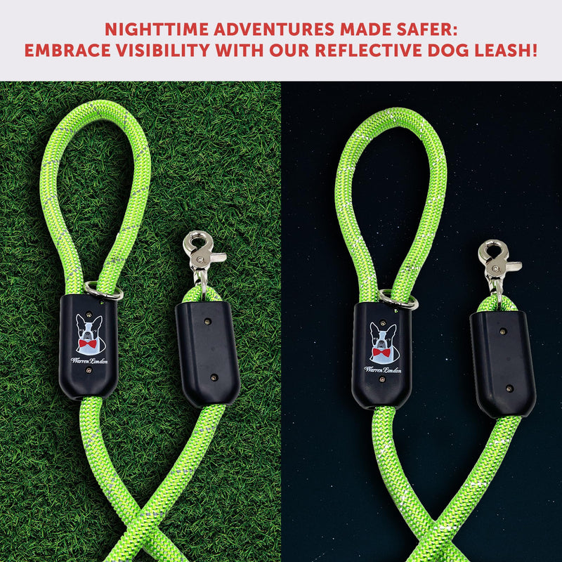 Warren London Climbing Rope Dog Leash – 5 ft Reflective Forest-Green Rope w/Comfort Grip & Locking Clip | Heavy-Duty Lead for Hiking, Camping & Daily Walks Green - Reflective - PawsPlanet Australia