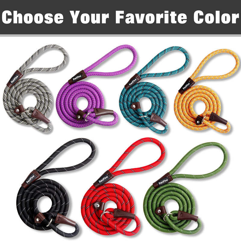 PetiFine Slip Lead Dog Leash - 6FT x 1/2" Reflective Durable Training Rope, Heavy Duty Adjustable Nylon for Small Medium Large Dogs (Green) Green 1/2" x 6 FT - PawsPlanet Australia