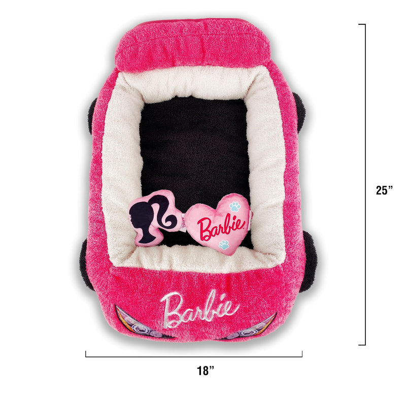 Barbie Plush Car Pet Bed- Themed Plush Pink Pet Bed for Dogs and Cats – Soft and Cozy Pet Bed with Barbie Pillow and Car Design - PawsPlanet Australia