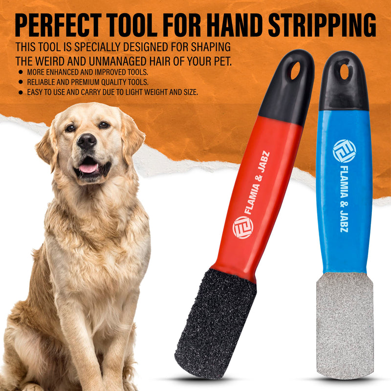 FLAMIA & JABZ Stripping Metal Stone Diamond Edged for Dogs, Cats & Pets with Plastic Grip (2 Piece Pack of Coarse & Fine) 2 Piece Pack (Coarse & Fine) - PawsPlanet Australia