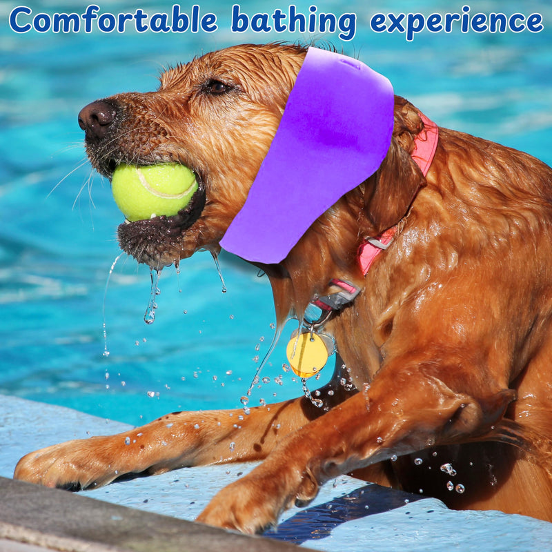 2pcs Dog Ear Covers for Swimming, Ear Protection for Dogs Bathing, Dog Bath Supplies, Ears Wrap for Dogs, Waterproof Ears Covers Swimming Cap, Adjustable Shower Cap, Puppy Swim Cap (Purple, Pink, M) Purple, Pink