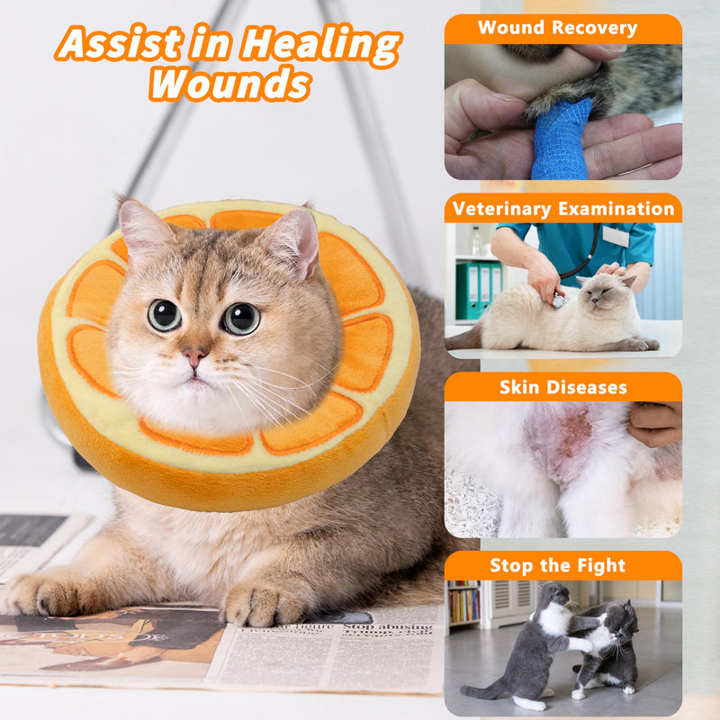 Soft Cat Cone Collar, Cute Cat Recovery Collar Suitable for Small, Medium, Large Cats,Elizabethan Neck Collar for Cats After Surgery (Orange, Small) Orange