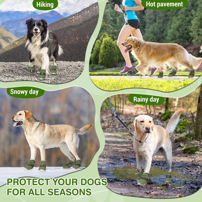 DcOaGt Dog Shoes for Large Dogs, Mesh Breathable Dog Boots & Paw Protectors for Hot Pavement Summer Winter Snow, 360° Anti-Slip Dog Booties for Hiking/Walking,Military Green 4PCS(Size 8) Military Green-Mesh Size 8:for paw width 3.0-3.2 inches (Pack of 4) - PawsPlanet Australia