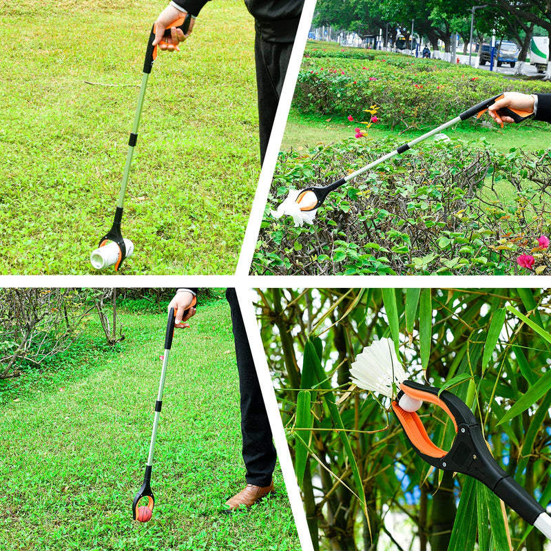 2-Pack Grabber Reacher Tool,32 Inch Extra Long Foldable Pick Up Stick with Strong Grip Magnetic,360°Rotating Anti-Slip Jaw,Trash Claw Grabber Tool,Trash Picker Tool for Outdoor & Indoor (Orange) Orange - PawsPlanet Australia