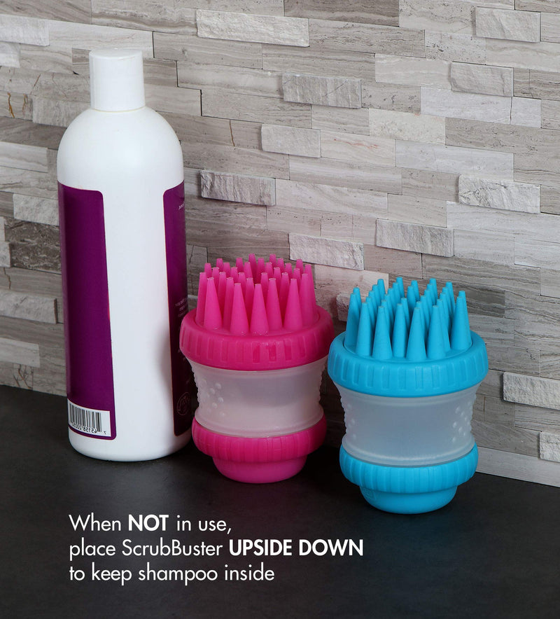 Dexas ScrubBuster Silicone Dog Washing Brush with Built-in Shampoo Reservoir, Pink - PawsPlanet Australia