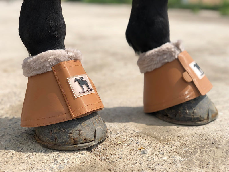 Horse Bell Boots Dressage Horse Boots XL L M S Large Bell Boots with Faux Cognac Color