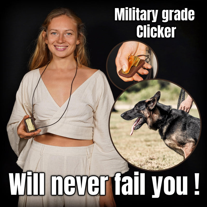 Mythrojan Brass and Steel Pet Training Clicker Puppy Dog Training Cricket Clicker U.S. Engraved WII Military Gear Metal Clicker Clicker (with Leather Gripper) - PawsPlanet Australia
