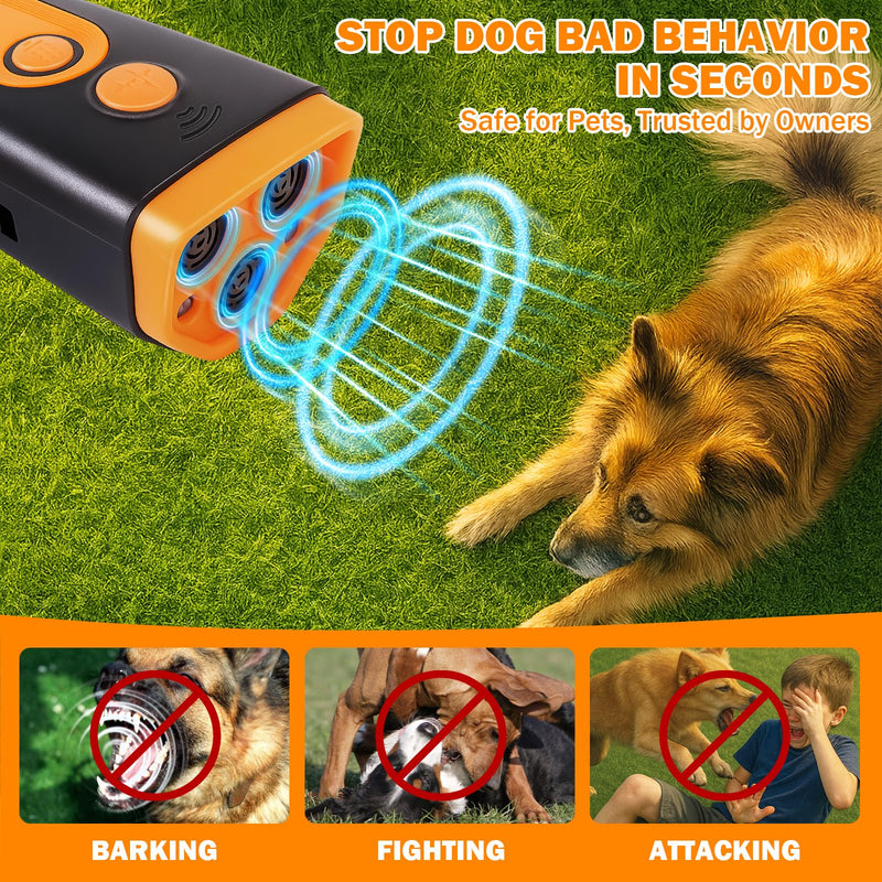 Dog Bark Deterrent Device, Ultrasonic Anti-Barking Device for Dogs Training, Safe and Effective, Up to 35FT Long Range Rechargeable & Portable Bark Shield Indoor and Outdoor Use, Orange - PawsPlanet Australia