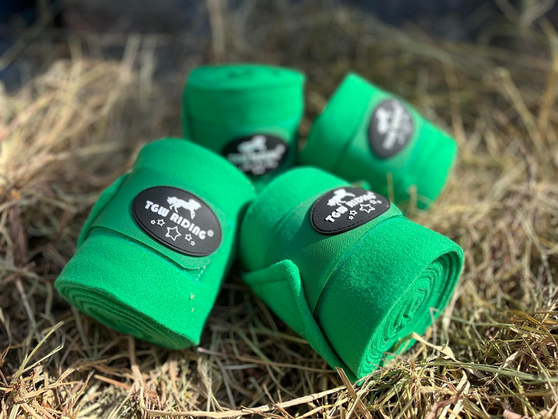 TGW RIDING Horse Polo Leg Wraps, Horse Leg Wraps, Horse Fleece Bandages,4-Pack Green - PawsPlanet Australia