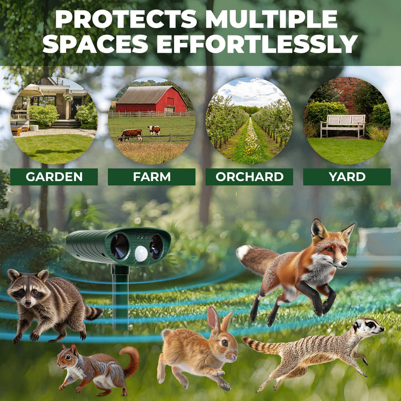 Upgraded Solar Ultrasonic Animal Repellent Outdoor (Pack 2pcs) - Cat Repellent Outdoor, Squirrel, Deer, Raccoon, Pest Repeller - Keep Skunk Away Motion Detection with Flash Light for Yard Garden Lawn 2 - PawsPlanet Australia