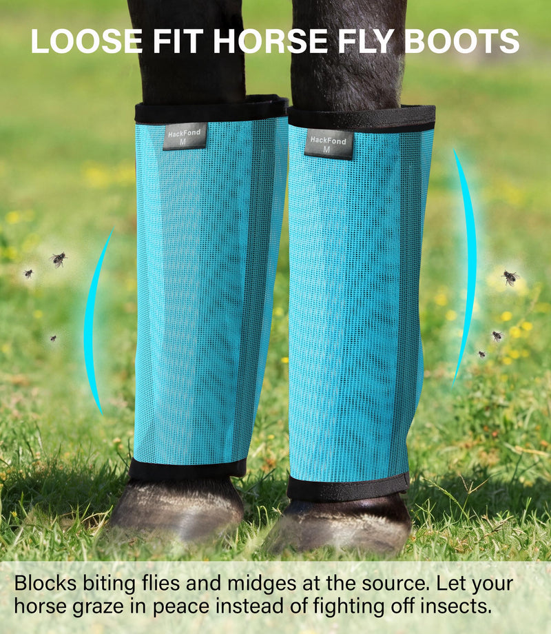 Breathable Mesh Horse Fly Boots - Equine Fly Leg Wraps for Insect & Scratch Protection, Comfortable Horse Leg Guards for Pasture, Trail Riding & Daily Use Set of 4 Sky Blue Large