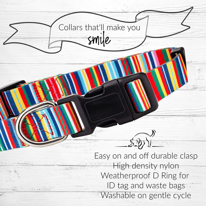 Lucky Love Dog - Easy Click Buckle Dog Collar with Leash Set Combo, Durable & Comfortable for Male & Female Dogs, Pet Collar for Small to Large Dogs, Secure Fit - Hippie Combo, Small Small | 10-15" Hippie Collar/Leash Combo - PawsPlanet Australia