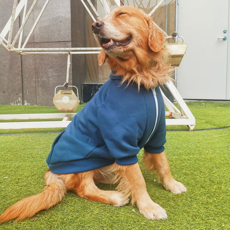 Extra Large Dog Zipper Hoodies Clothes Zip Up Sweaters for Rottweiler Cane Corso, Blue, 7X-Large 7X-Large (90-105lbs) Hoodie Blue - PawsPlanet Australia