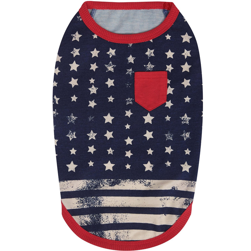 Blueberry Pet Pack of 2 Soft & Comfy Patriotic Spirit USA Stars Stripes American Flag Cotton Blend Dog T Shirts, Back Length 16", Clothes for Dogs 16 inch (Pack of 2) National Pride - PawsPlanet Australia