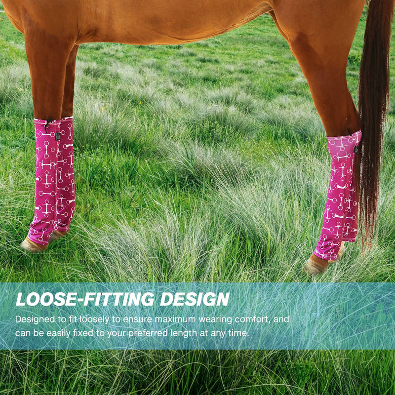 Harrison Howard Loose Fitting Horse Leg Socks Horse Socks Comfortable and Easy to Wear Set of 4 Pink Bits - PawsPlanet Australia
