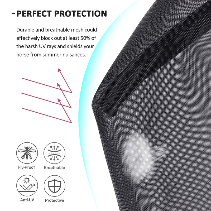 Harrison Howard Horse Fly Mask UV Protective Fine Mesh with Extra Wool Soft Touch on Skin Fly and UV Protection Summer Mint L - PawsPlanet Australia