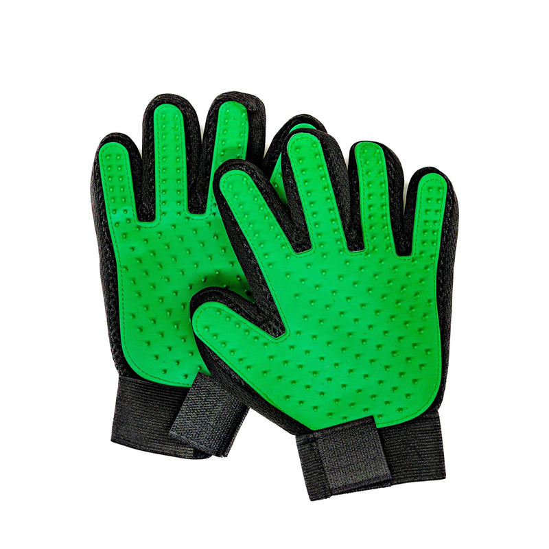 PAIR of Low-Cost Pet Grooming Gloves - Superior Care for Your Furry Friends. Ideal for Grooming, Deshedding, Bathing & Massaging Your Dogs & Cats with Long/Short/Curly Fur – Green - PawsPlanet Australia