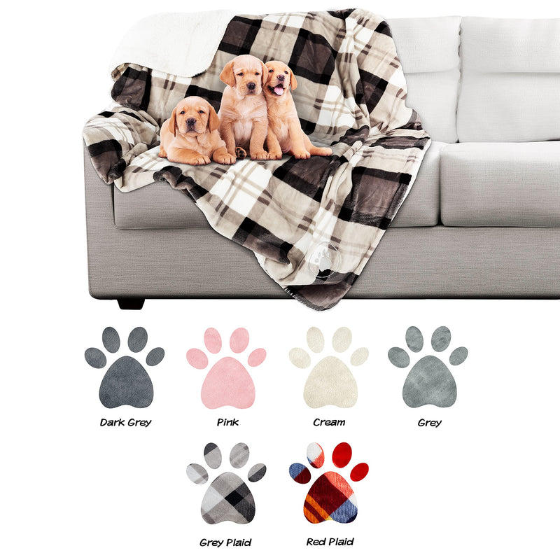 PETMAKER Pet Blanket - Reversible Waterproof Plaid Throw Protects Couch, Car, and Bed from Spills, Stains, or Fur - Dog and Cat Blankets (Gray) Large Gray Plaid - PawsPlanet Australia