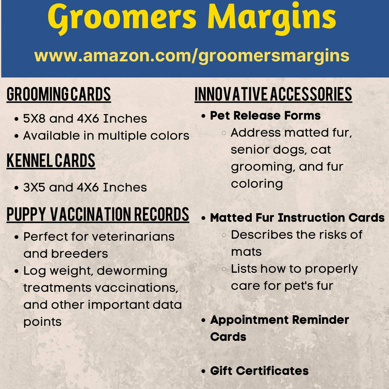 Dog Groomer Matted Fur and Dog Brushing Care Cards (100 pack, 3.5" X 2") Addresses hematomas, mats, combing, and shaving matts White - PawsPlanet Australia