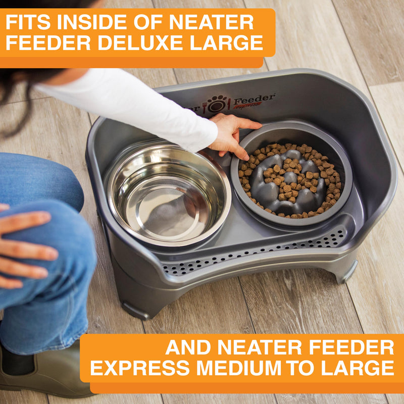 The Niner Slow Feed Bowl - Raised Peaks Slow Down Pets Eating - Fits Elevated Feeders Including Neater Feeder Large Sizes - Gentle on Teeth and Gums - Holds up to 2 Cups (Gunmetal Grey) Gunmetal Grey - PawsPlanet Australia