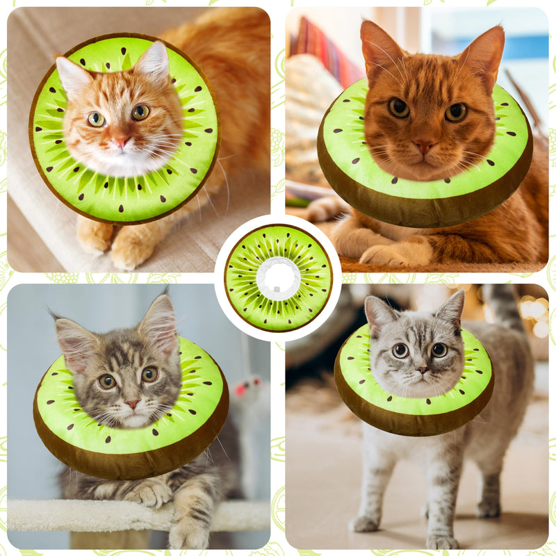 Cat Cone Collar Soft, Adjustable Cat Recovery Cone to Stop Licking, Cute Kitten Donut Collar After Surgery, Elizabethan Collars for Kittens, Lightweight Cats Neck Cones (Kiwifruit, Medium) Kiwifruit