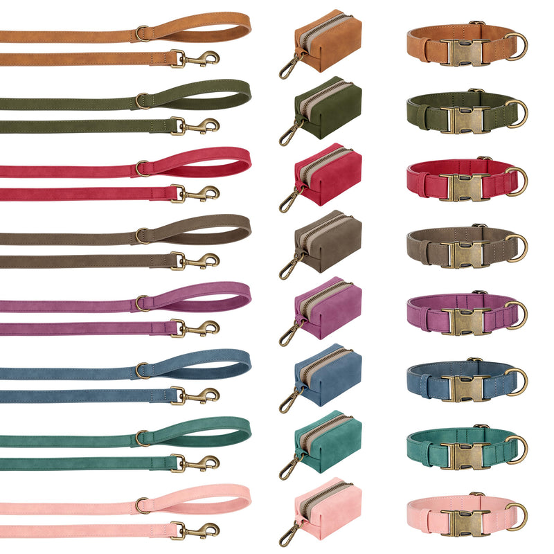 Didog Soft PU Leather Dog Collar, Stylish Quick Released Dog Collars for Medium Dogs, Easy Clean Adjustable Pet Collar for Daily Walking, Light Brown, M Fit 14-18" Neck M：Fit 14-18" Neck, Width ¾"