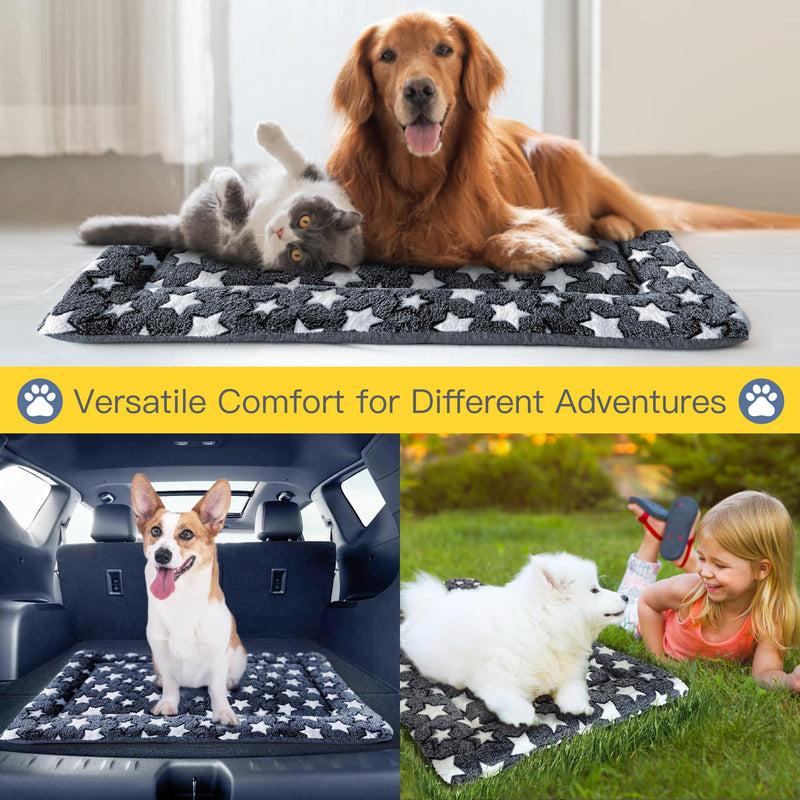 Large Dog Bed Mat, Washable Dog Crate Pad with Non-Slip Bottom, Soft Kennel Pad for Large Dog Crate, Dog Cage for Large Dogs, Indoor Outdoor Dog Bed, Sleeping Mat, Gray, 35x23x1.5 in Large (35x23x1.5 in) - PawsPlanet Australia