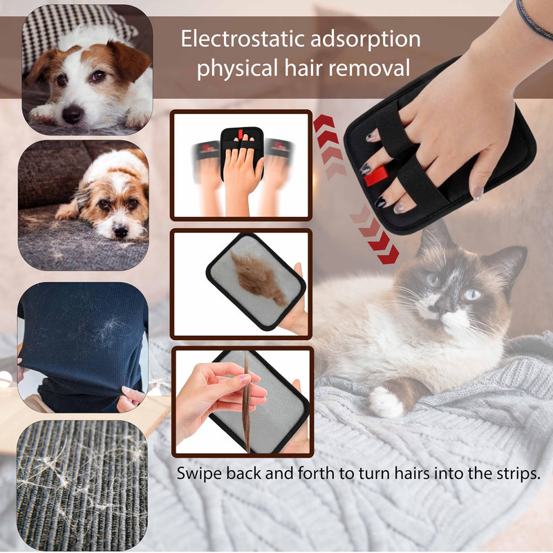 3-PCS Pet Grooming Set – 255-Tip Deshedding Gloves for Dogs & Cats, Gentle Massage Mitt & Hair Remover Brush (Left & Right Hand) + Electrostatic Pet Hair Remover Glove for Furniture & Clothes - PawsPlanet Australia
