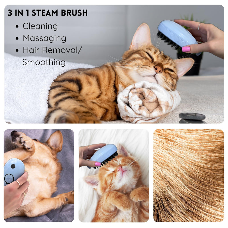 Generic Cat Steam Brush for Cats and Dogs - Self Cleaning Cat Hair Brush with Steam for Shedding and Loose Hair, Deshedding Dog Brush for Grooming, Blue and Pink Silicone Whale Model (Baby Blue) Baby Blue