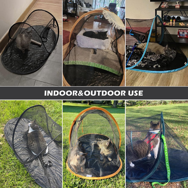 Cat Tent Outdoor, Pet Enclosure Tent Suitable for Cats and Small Animals, Indoor Playpen Portable Exercise Tent with Carry Bag?Black? Black