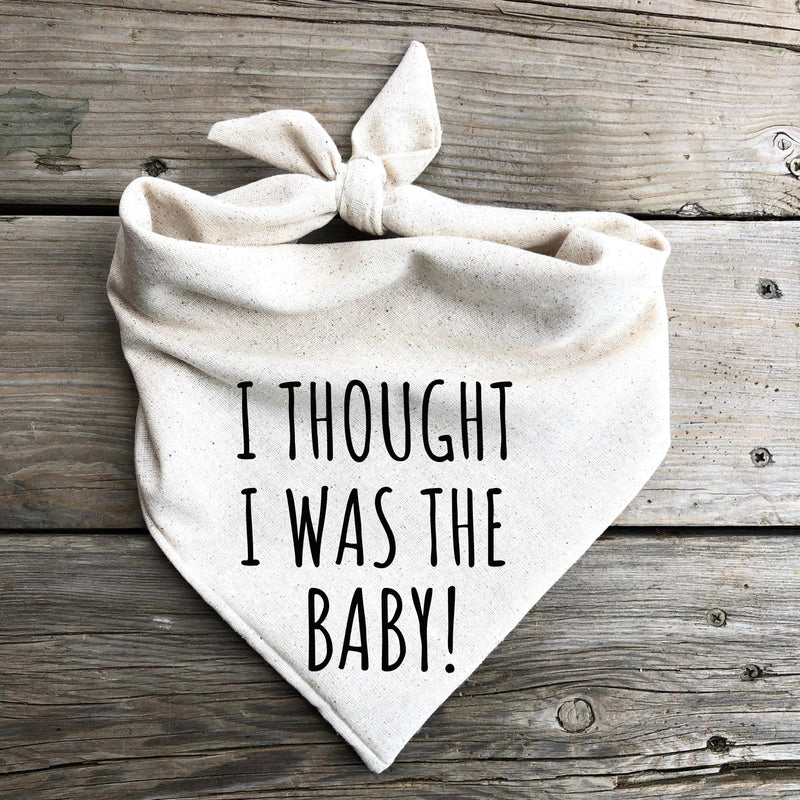 Pregnancy Announcement Dog Bandanna I Thought I was The Baby! Cute Fun Oatmeal Creamy Neutral Natural Cotton (X-Large) X-Large