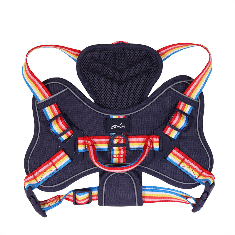 Rosewood x Joules Rainbow Stripe Dog Harness, Medium, Adjustable Padded Reflective Harness with Handle for Walking, Training & Control for Medium Dogs - PawsPlanet Australia
