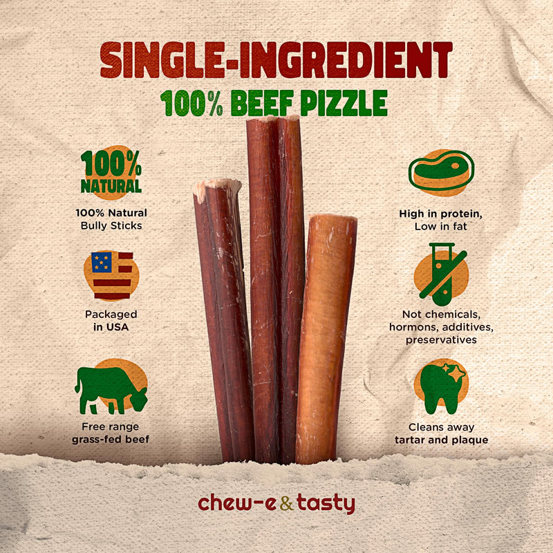 chew-e&tasty 6" Jumbo Braided Bully Sticks for Dogs (Pack of 5) - Long Lasting Beef Chews - Made of Digestible High Protein & Low Fat Dental Care Dog Bully Sticks for Medium to Large Breeds 6" Jumbo Braided - Pack of 5 - PawsPlanet Australia
