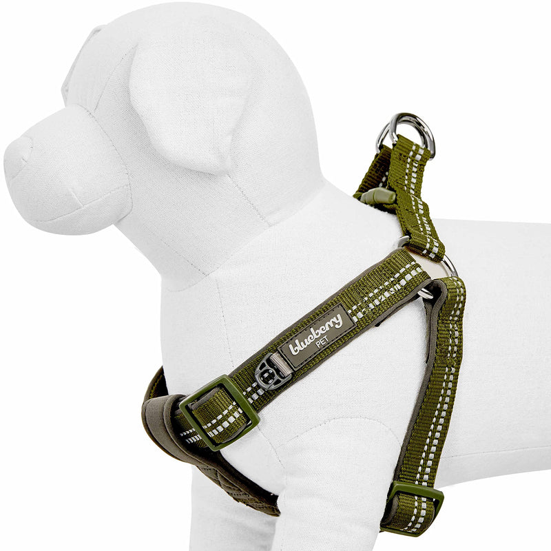 Blueberry Pet Soft & Comfy 3M Reflective Step-in Pastel Color Padded Dog Harness, Chest Girth 16.5" - 21.5", Olive Green, Small, Adjustable Harnesses for Dogs (16.5" - 21.5") Chest Girth (Pack of 1) - PawsPlanet Australia