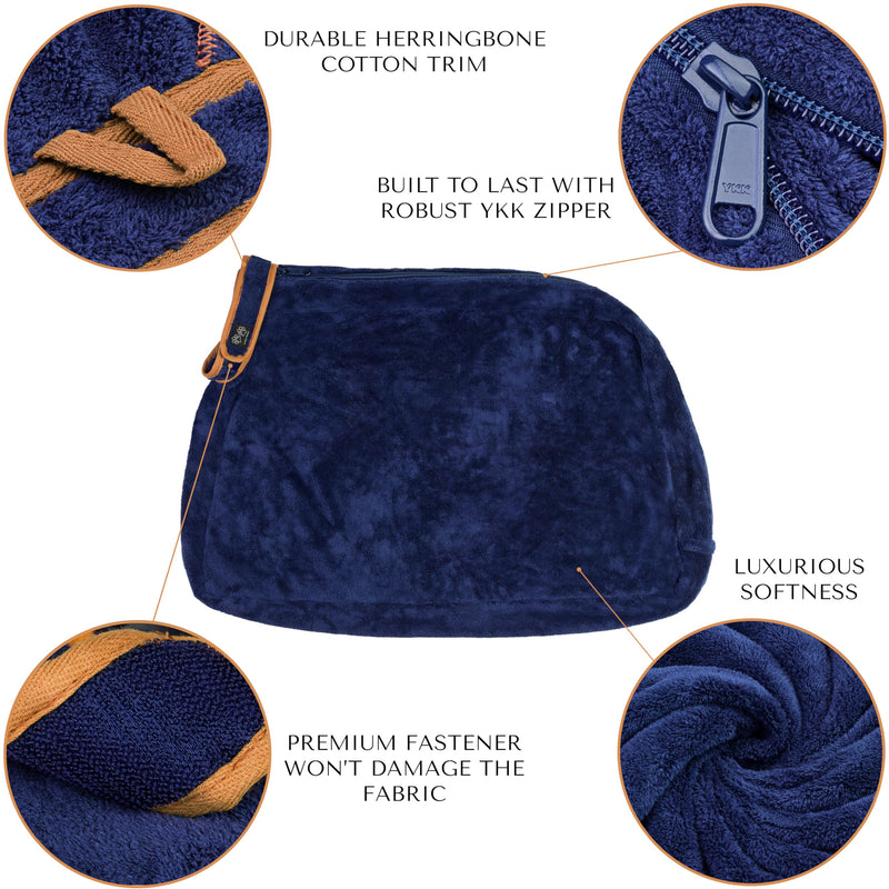 Lucky Paws® UK Dog Drying Bag - Luxurious Dog Towel Bag – Super Absorbent & Soft Dog Towels - Alternative for Dog Towelling Drying Coat - Dog Drying Towels - Perfect for Dog Grooming (S, French Navy) S - PawsPlanet Australia