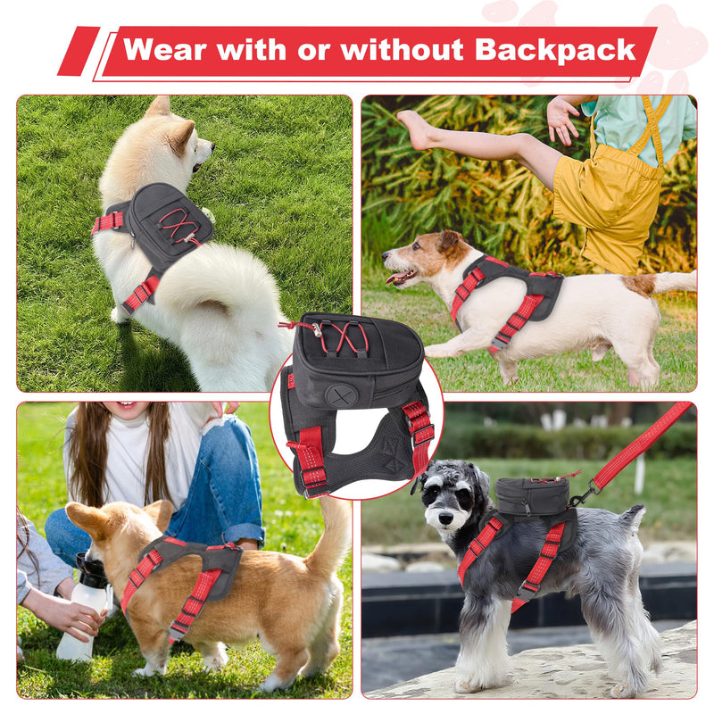 Dog Backpack Harness for Small and Medium Dogs, Adjustable Lightweight Carrier with Detachable Backpack and Leash, Water Resistant for Hiking, Training, and Daily Walks, M - PawsPlanet Australia