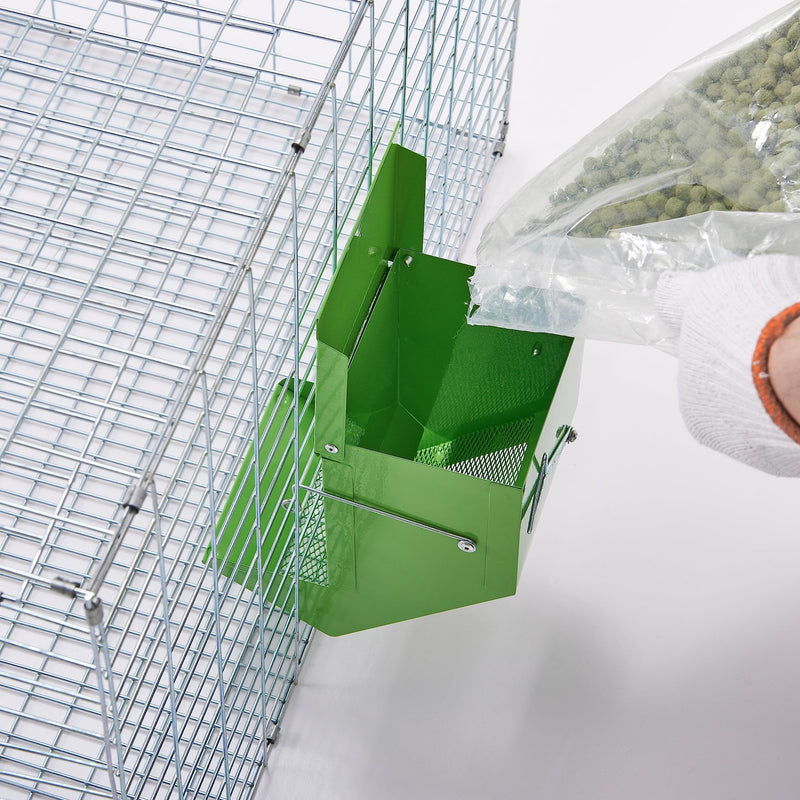 Metal Small Animal Feeder with Lid, Heavy Duty Rabbit Feeder, Large Capacity Rabbit Food Dispenser, Great for Rabbit, Guinea Pigs, Chinchillas and Other Small Animals. (4.6 inch, Green) 4.6 inch - PawsPlanet Australia