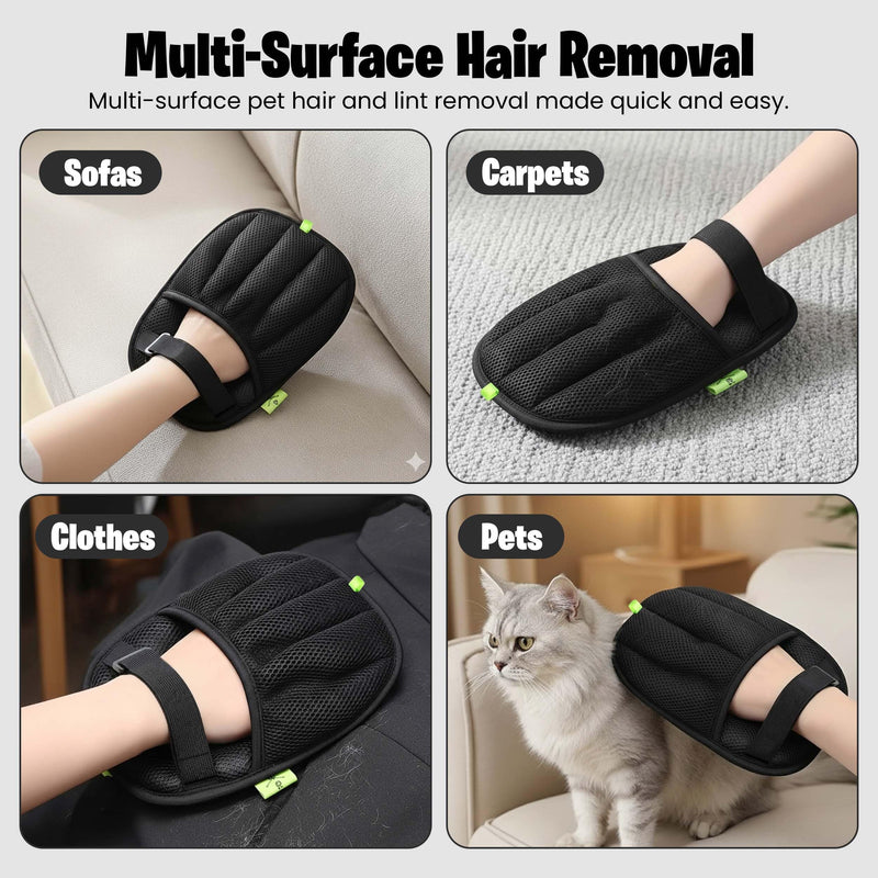 Pet Hair Removal Glove for Cats & Dogs, Five-Finger Electrostatic Pet Hair Remover Gloves, Reusable & Washable Magic Brush Pet Hair Removal Tool for Couch, Clothing, Carpet, Car Seat, Velcro Strap - PawsPlanet Australia