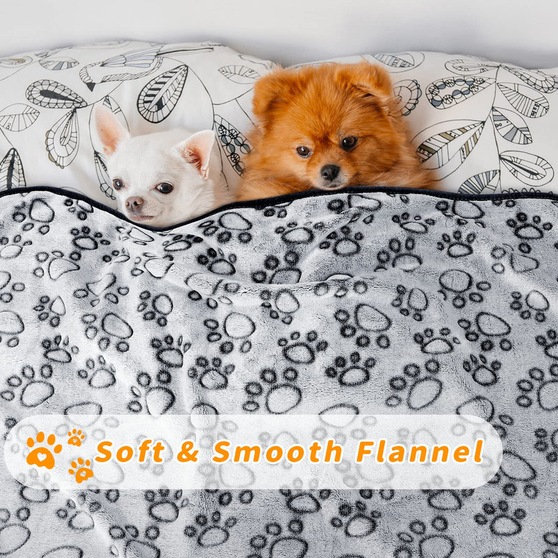 Fleece Dog Blanket for Medium Large Dogs - Washable, Cute Paw Print Pet Puppy Cat Blanket Gray(pack of 3) 32x40Inch - PawsPlanet Australia