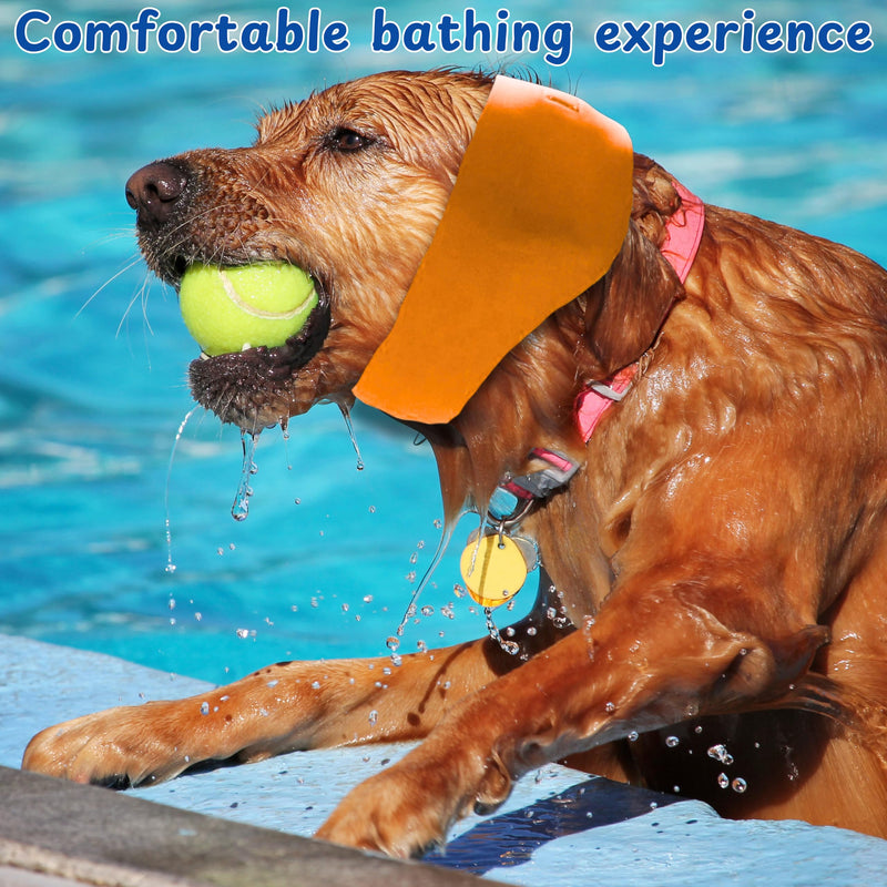 2pcs Dog Ear Covers for Swimming, Ear Protection for Dogs Bathing, Dog Bath Supplies, Ears Wrap for Dogs, Waterproof Ears Covers Swimming Cap, Adjustable Shower Cap, Puppy Swim Cap (Orange, Blue, L) Orange, Blue
