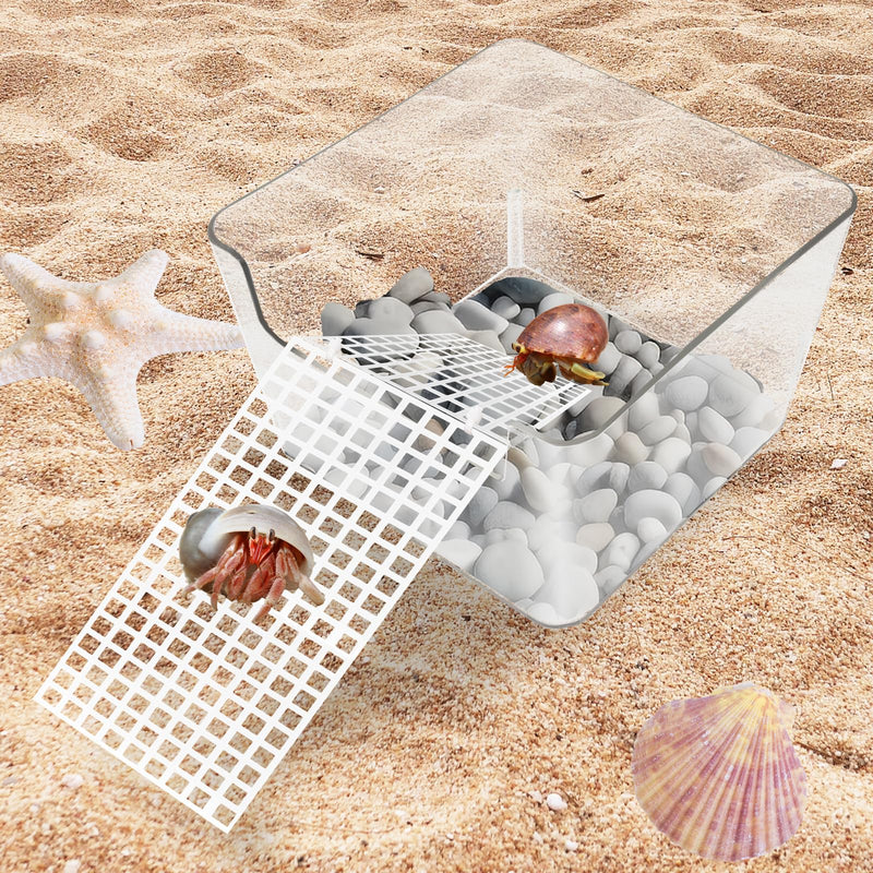 2 Pack Hermit Crab Water Tank, Hermit Crab Cage Accessories with Climbing Ramp Hermit Crab Aquarium Salt Water Pool for Small or Medium Hermit Crab Habitat Home – Transparent - PawsPlanet Australia