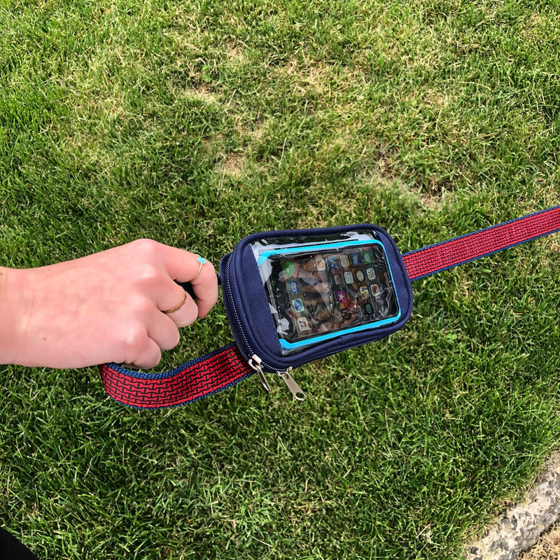 Soggy Doggy Hands-Free Dog Leash with Waterproof Touchscreen Phone Holder – No-Pockets Leash for Walking, Running, Hiking – Fits iPhone, Android – Red – 60" for Medium to Large Dogs Red/Blue - PawsPlanet Australia