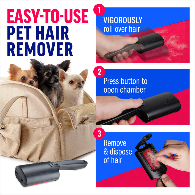 Chom Chom Roller Pet Hair Remover and Mini Reusable Lint Roller - ChomChom Cat and Dog Hair Remover for Furniture, Couch, Carpet + Mini ChomChom for Clothes - PawsPlanet Australia