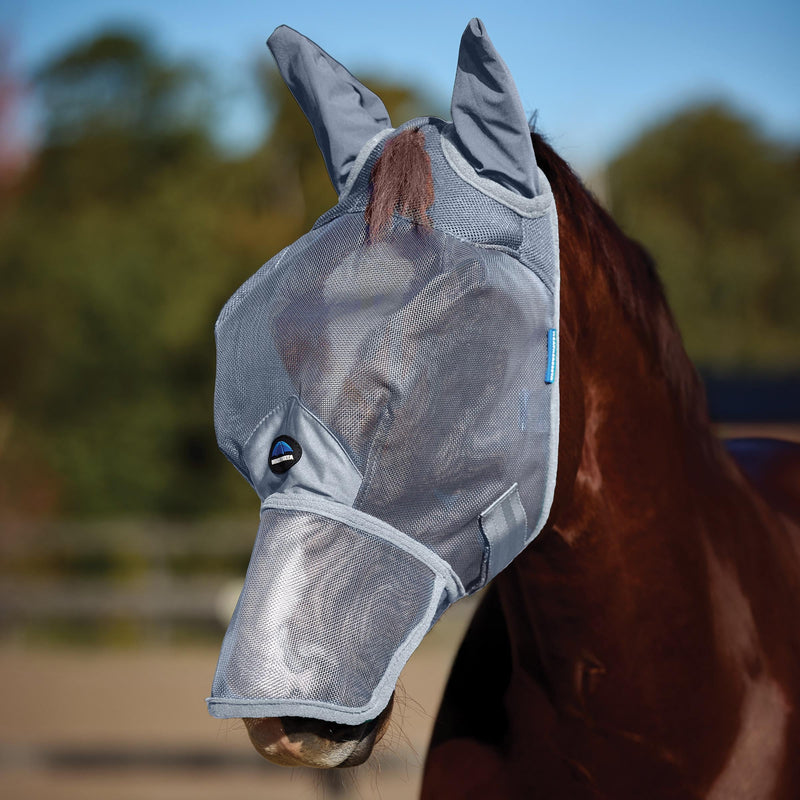 WeatherBeeta ComFiTec Durable Mesh Fly Mask with Ears & Nose, Grey, Medium M