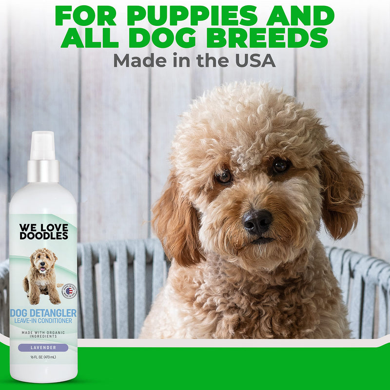 We Love Doodles Dog Grooming Bath Brush & Detangler Spray