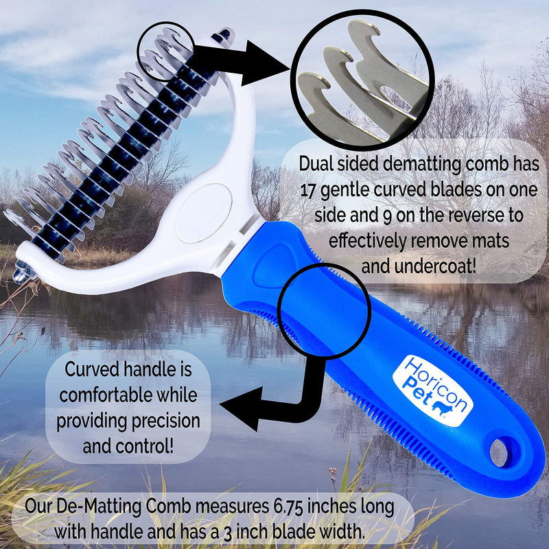 Ultimate Pet Dematting & Deshedding Set - 3 in 1 Grooming Tool Set - Dual Sided Undercoat Rake, Dematting Razor Comb & Detangling Pet Comb 3 Piece Set - PawsPlanet Australia