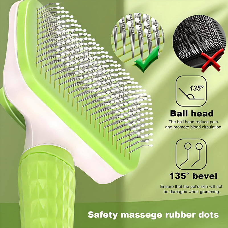 Versatile Pet Grooming Brush and Deshedding Tool - Gently Removes Loose Undercoat for Cats and Dogs, Suitable for Pet Massage (Green Light) Light Green - PawsPlanet Australia