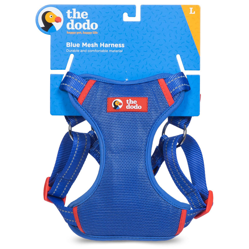 The Dodo Blue Dog Harness - Extra Large; Easy Step-in Harness for Dogs; Breathable Mesh Fabric; Snap-Together, Pinch Release Buckle, Ring for Leash Attachment; Everyday Pet Apparel X-Large - PawsPlanet Australia