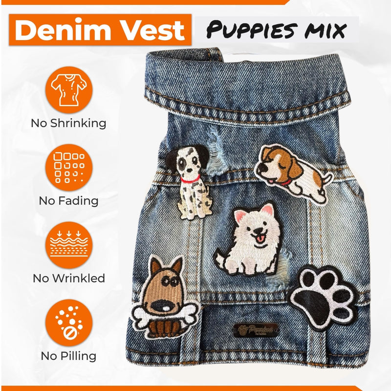 Dog Jean Jacket - Cute Dog Outfits for Small & Medium Pets - Light & Breathable Denim Vest - Stylish Denim Cat Jacket Unique Designs - Easy to Wear & Take Off-Cool Puppy Clothes (X-Small) X-Small - PawsPlanet Australia